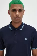 Fred Perry M3600 Men’s Shirt Navy Soft Blue Silver Blue | FOZDN5063