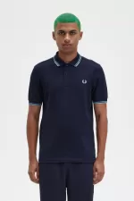 Fred Perry M3600 Men’s Shirt Navy Soft Blue Silver Blue | FOZDN5063