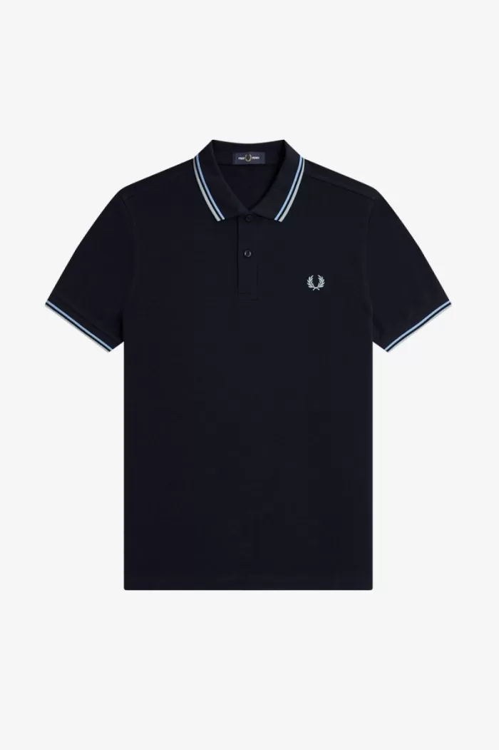 Fred Perry M3600 Men’s Shirt Navy Soft Blue Silver Blue | FOZDN5063