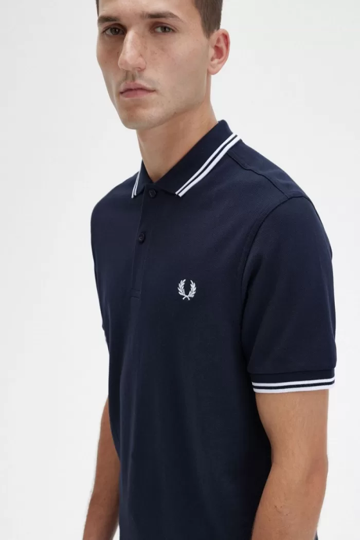 Fred Perry M3600 Men’s Shirt Navy White | GPDZC0975