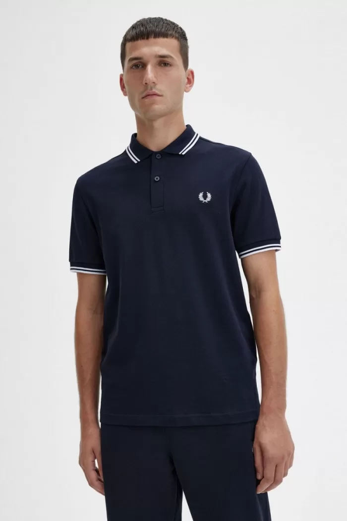 Fred Perry M3600 Men’s Shirt Navy White | GPDZC0975