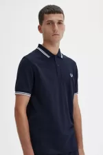 Fred Perry M3600 Men’s Shirt Navy White | GPDZC0975