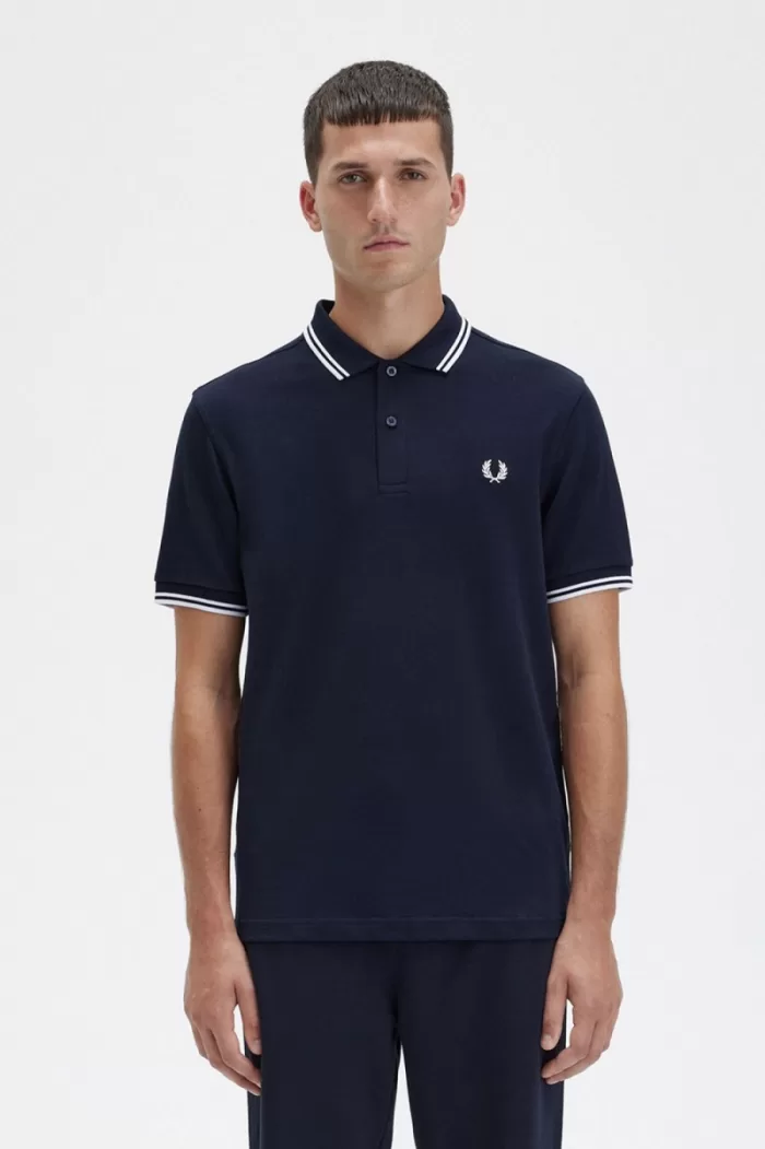 Fred Perry M3600 Men’s Shirt Navy White | GPDZC0975