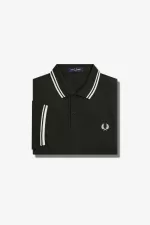 Fred Perry M3600 Men’s Shirt Night Green Snow White | DBLOV9524