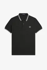 Fred Perry M3600 Men’s Shirt Night Green Snow White | DBLOV9524