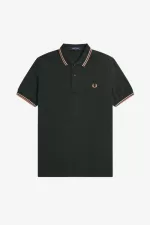 Fred Perry M3600 Men’s Shirt Night Green Warm Grey Light Rust | SHAYV7104