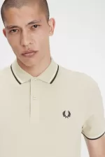 Fred Perry M3600 Men’s Shirt Oatmeal Beige Black | TLUWQ6805