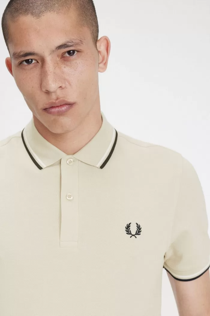 Fred Perry M3600 Men’s Shirt Oatmeal Beige Black | TLUWQ6805