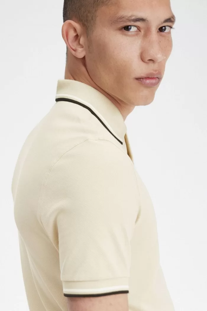 Fred Perry M3600 Men’s Shirt Oatmeal Beige Black | TLUWQ6805