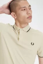 Fred Perry M3600 Men’s Shirt Oatmeal Beige Black | TLUWQ6805