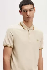 Fred Perry M3600 Men’s Shirt Oatmeal Dark Coffee Dark Coffee | KNYRW8509