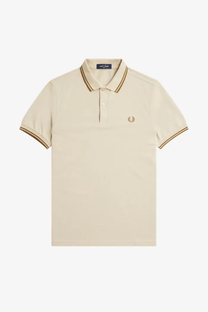 Fred Perry M3600 Men’s Shirt Oatmeal Dark Coffee Dark Coffee | KNYRW8509