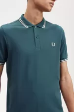 Fred Perry M3600 Men’s Shirt Petrol Blue Light Mint | IKGOV1592