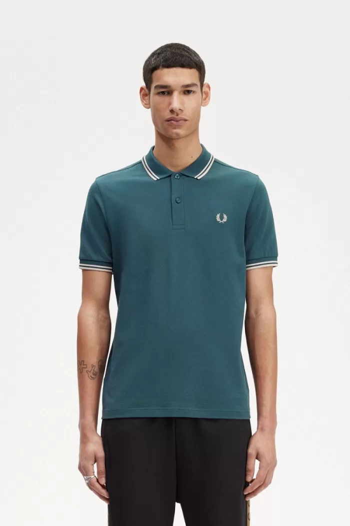 Fred Perry M3600 Men’s Shirt Petrol Blue Light Mint | IKGOV1592