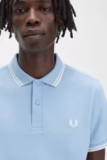 Fred Perry M3600 Men’s Shirt Sky Blue Snow White | TDYCR7365