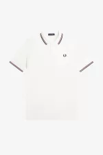 Fred Perry M3600 Men’s Shirt Snow White Burnt Red Navy | NYSXV2369