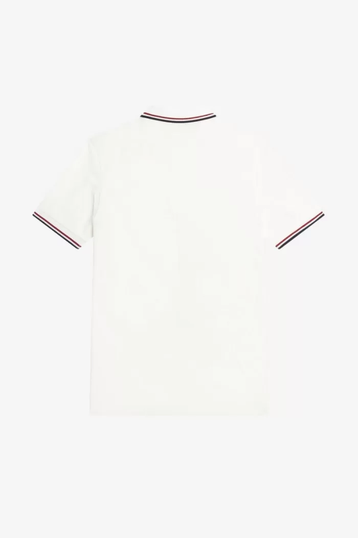 Fred Perry M3600 Men’s Shirt Snow White Burnt Red Navy | NYSXV2369