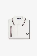 Fred Perry M3600 Men’s Shirt Snow White Deep Pink Burnt Tobacco | JYPDN7698