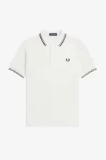 Fred Perry M3600 Men’s Shirt Snow White Deep Pink Burnt Tobacco | JYPDN7698