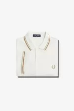 Fred Perry M3600 Men’s Shirt Snow White Oatmeal Green | FERGX5814