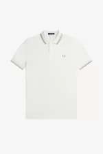 Fred Perry M3600 Men’s Shirt Snow White Oatmeal Green | FERGX5814