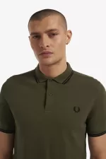 Fred Perry M3600 Men’s Shirt Uniform Green Black | MJEKF9341