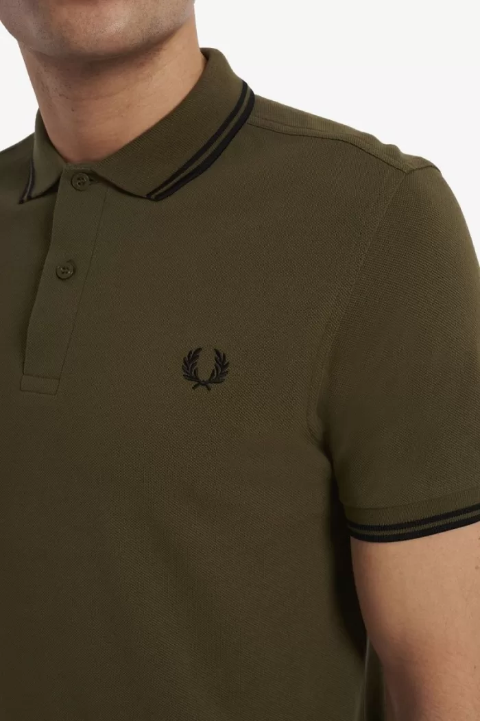 Fred Perry M3600 Men’s Shirt Uniform Green Black | MJEKF9341