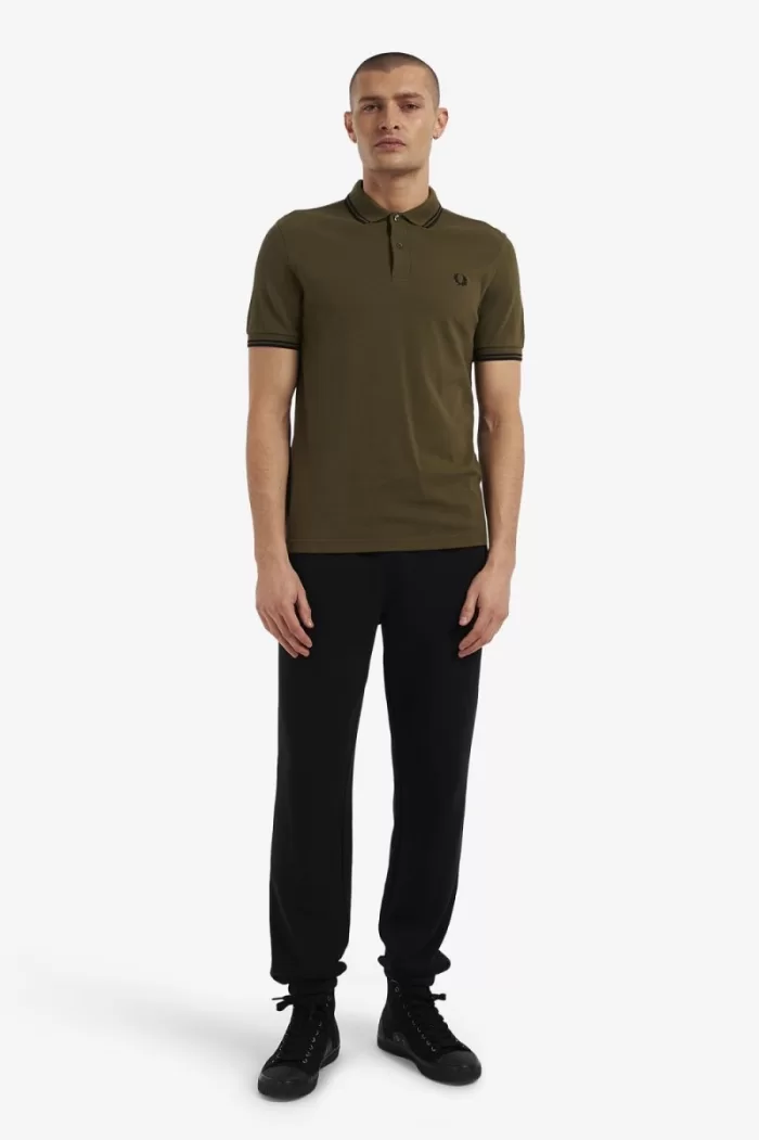 Fred Perry M3600 Men’s Shirt Uniform Green Black | MJEKF9341