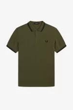 Fred Perry M3600 Men’s Shirt Uniform Green Black | MJEKF9341