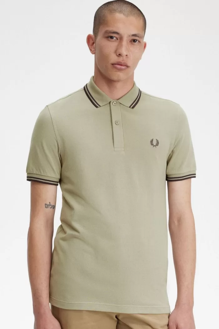 Fred Perry M3600 Men’s Shirt Warm Grey Dark Red | CNORY2197