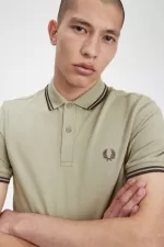 Fred Perry M3600 Men’s Shirt Warm Grey Dark Red | CNORY2197