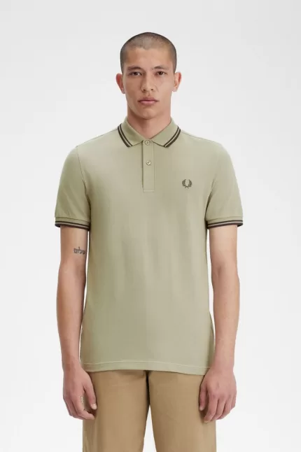 Fred Perry M3600 Men’s Shirt Warm Grey Dark Red | CNORY2197