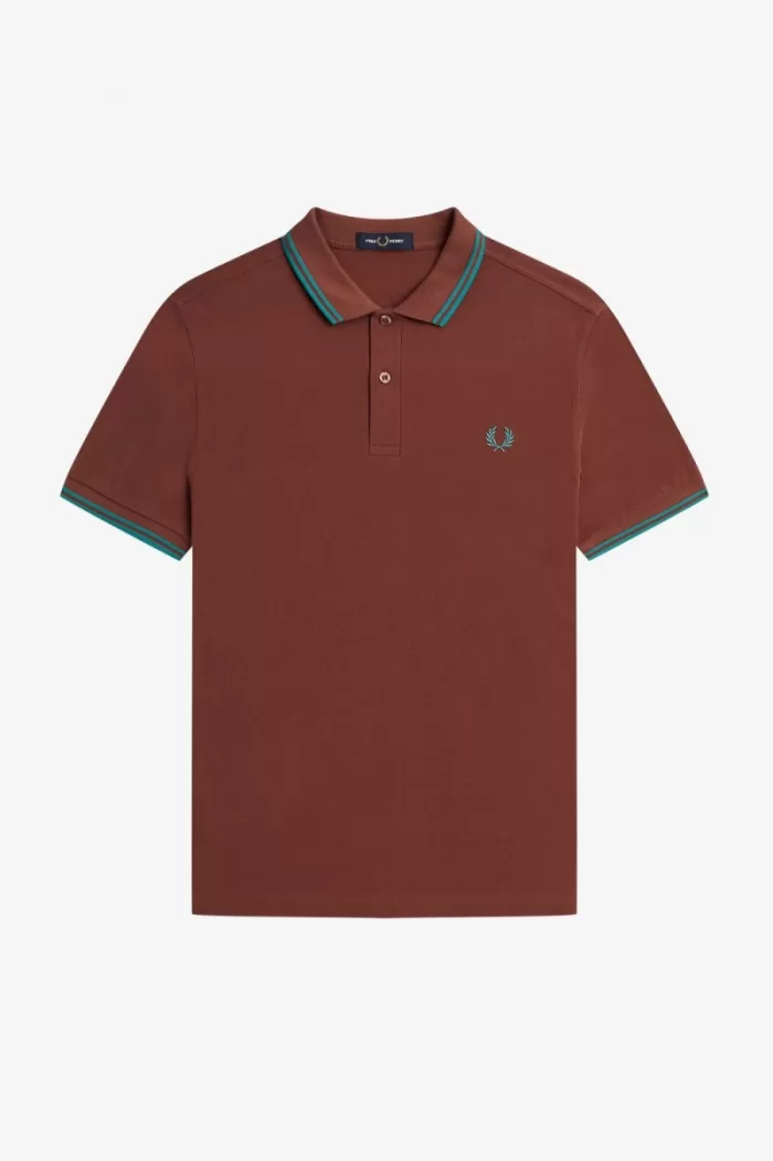 Fred Perry M3600 Men’s Shirt Whisky Brown Deep Mint Deep Mint | LUAXM4790