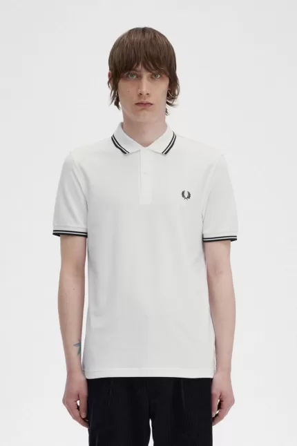 Fred Perry M3600 Men’s Shirt White Black | TWZIS8915