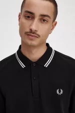 Fred Perry M3636 Men’s Shirt Black Beige Limestone | QIZCF1926