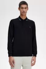 Fred Perry M3636 Men’s Shirt Black Cyber Blue Uniform Green | XBTGL5167