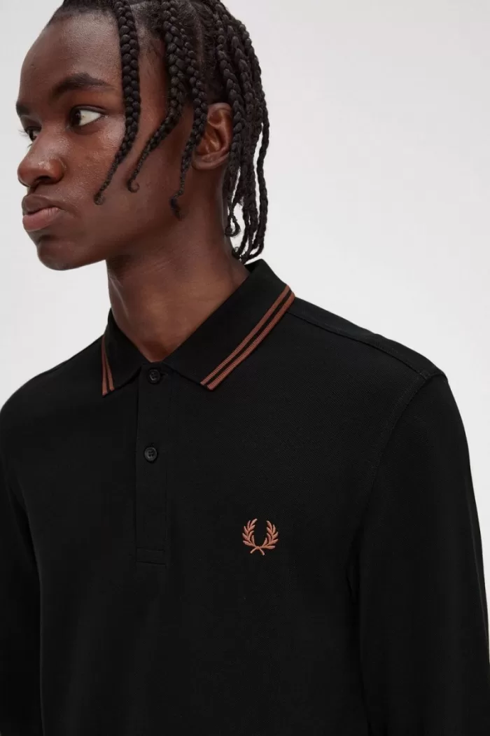 Fred Perry M3636 Men’s Shirt Black Whisky Brown | XLYZM9725