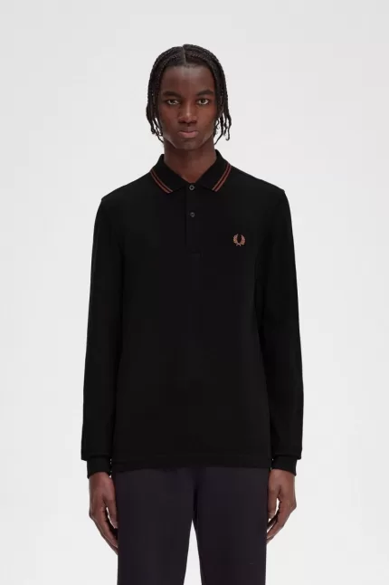 Fred Perry M3636 Men’s Shirt Black Whisky Brown | XLYZM9725