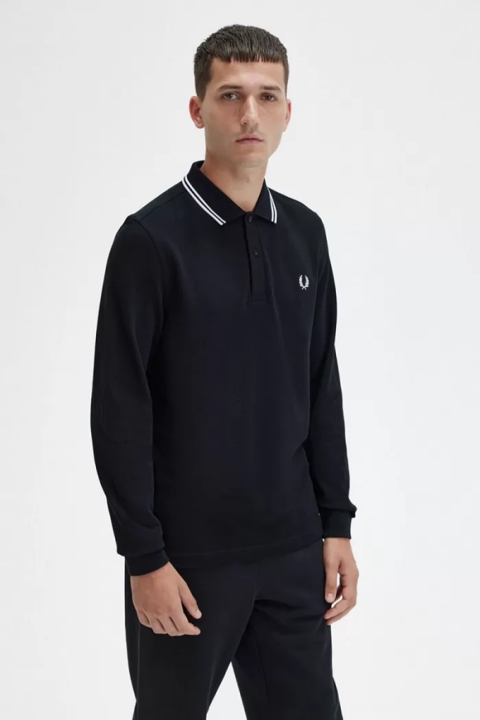 Fred Perry M3636 Men’s Shirt Black White | VGDFE8492