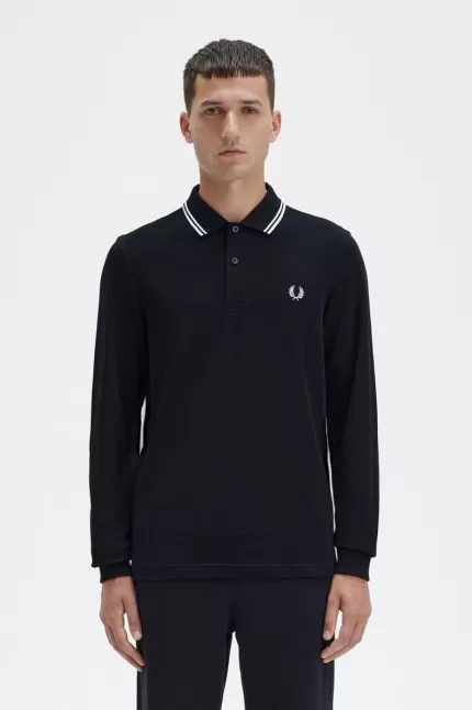 Fred Perry M3636 Men’s Shirt Black White | VGDFE8492