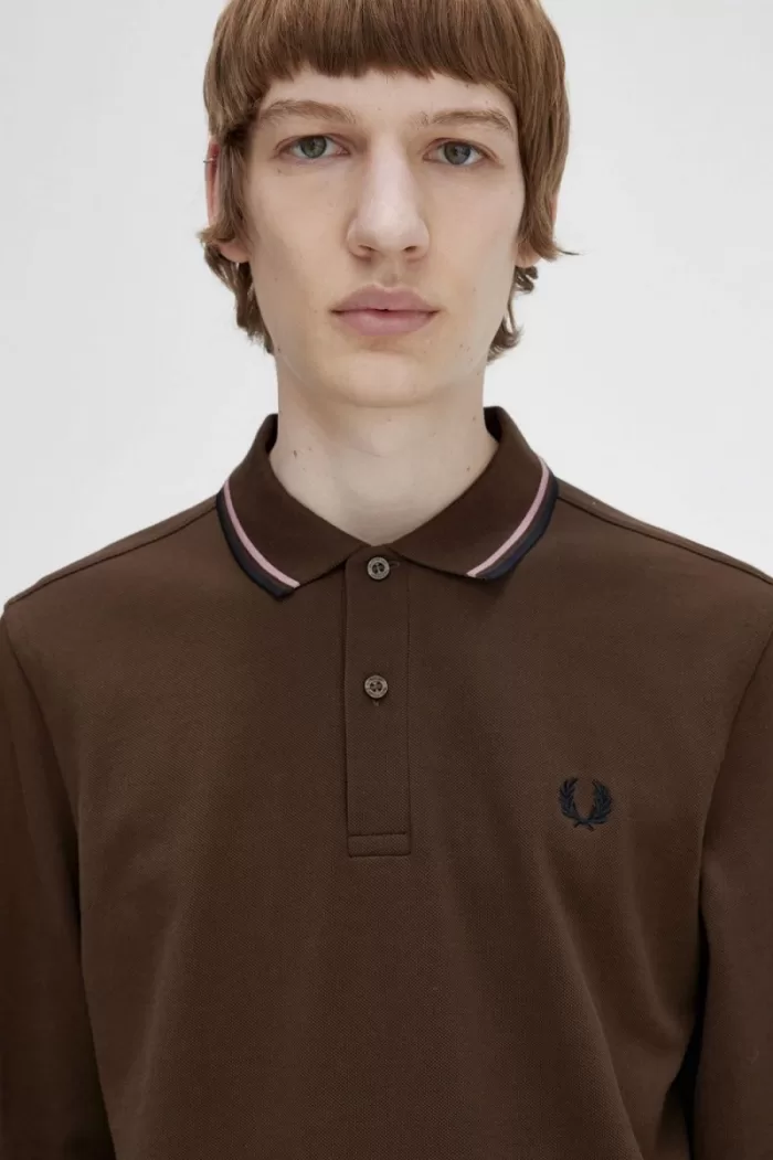 Fred Perry M3636 Men’s Shirt Burnt Tobacco Dark Pink Black | HUTBL0698