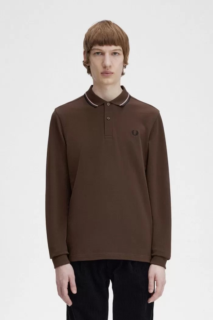 Fred Perry M3636 Men’s Shirt Burnt Tobacco Dark Pink Black | HUTBL0698