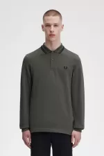 Fred Perry M3636 Men’s Shirt Field Green Black | EVIJR6279