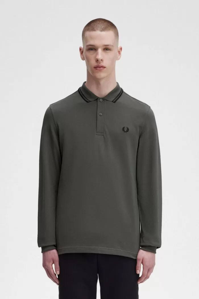 Fred Perry M3636 Men’s Shirt Field Green Black | EVIJR6279