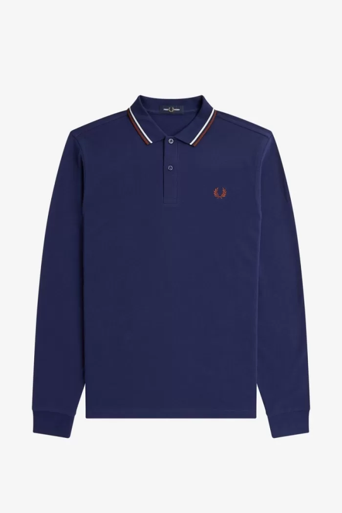 Fred Perry M3636 Men’s Shirt French Navy Beige Whisky Brown | AWEHV0179