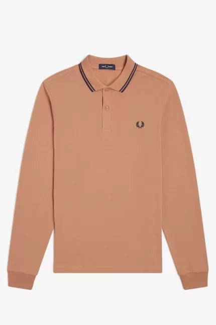 Fred Perry M3636 Men’s Shirt Light Rust French Navy | JGLXP9746