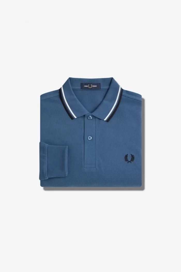 Fred Perry M3636 Men’s Shirt Midnight Blue Snow White Black | JSWCR2531