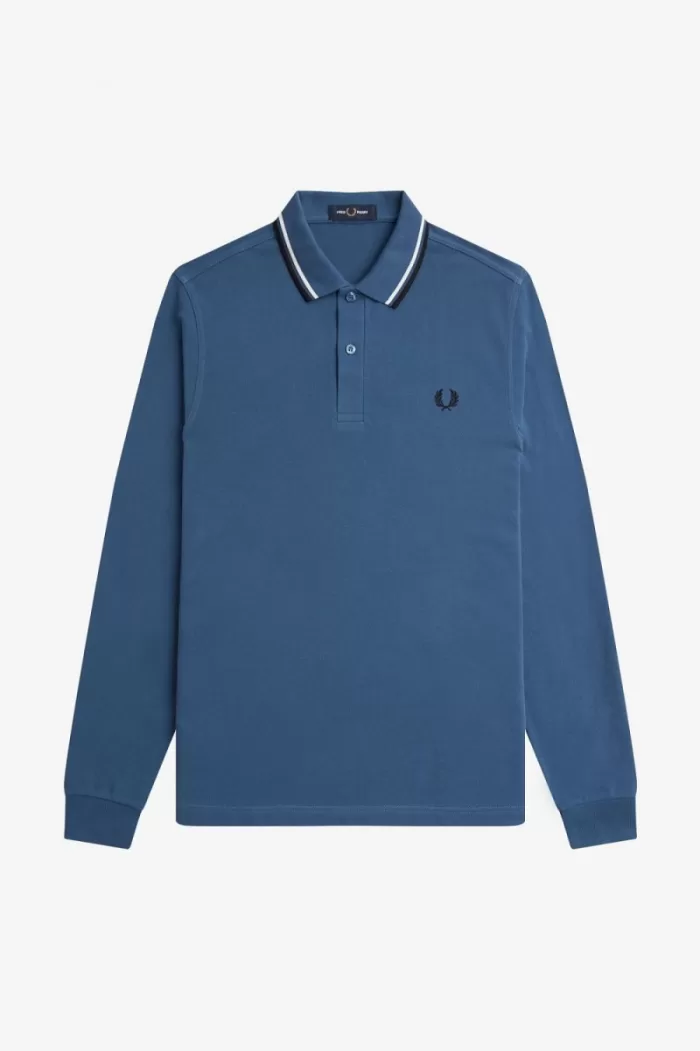 Fred Perry M3636 Men’s Shirt Midnight Blue Snow White Black | JSWCR2531