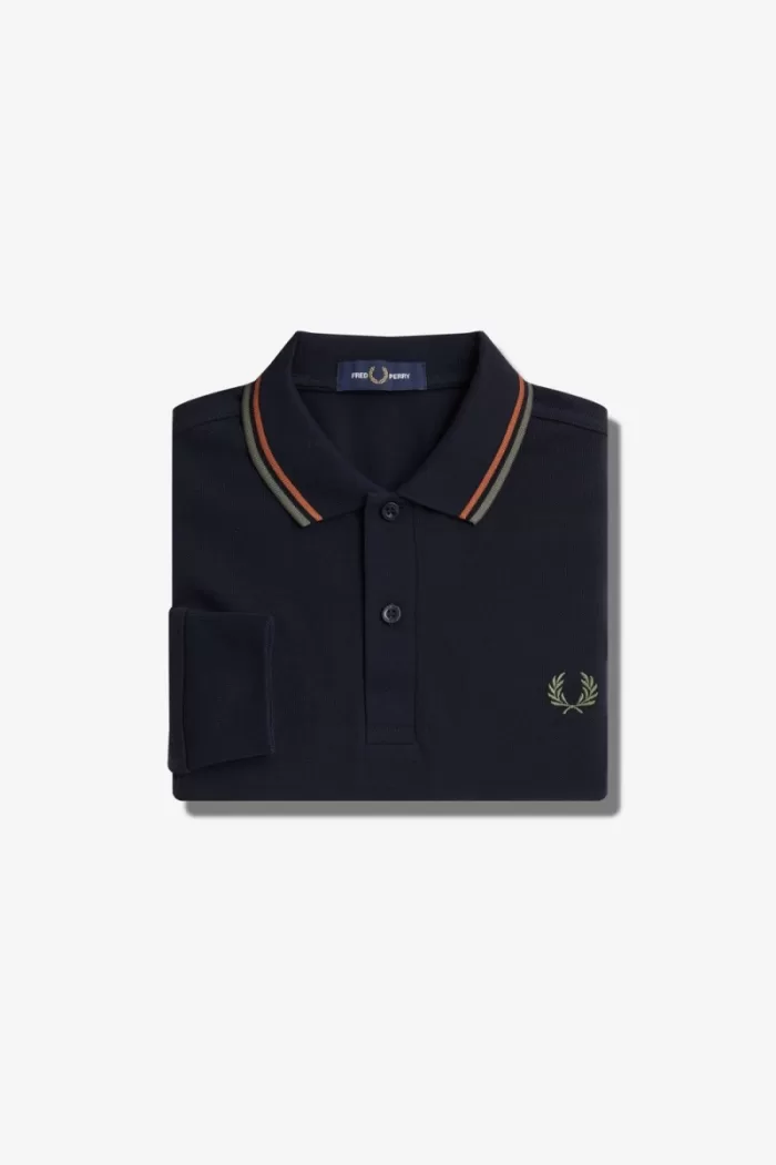 Fred Perry M3636 Men’s Shirt Navy Brown Field Green | ABXDC3986