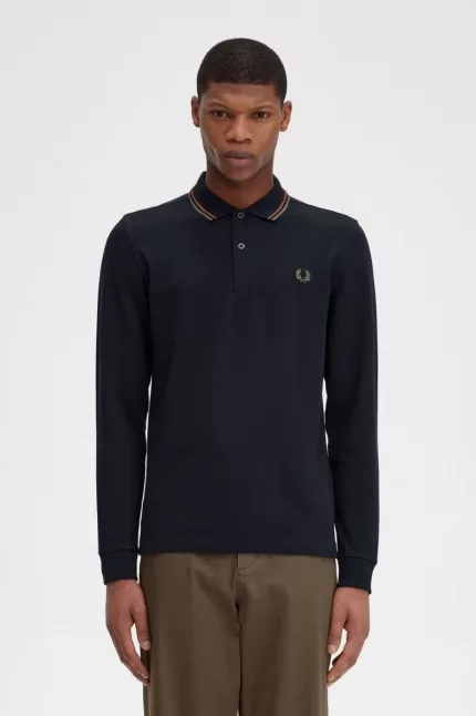 Fred Perry M3636 Men’s Shirt Navy Brown Field Green | ABXDC3986